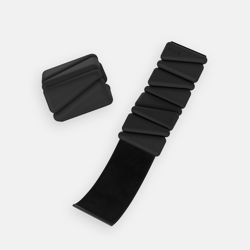 Stiilsed musta värvi jalaraskused ja käeraskused koduseks treeninguks.